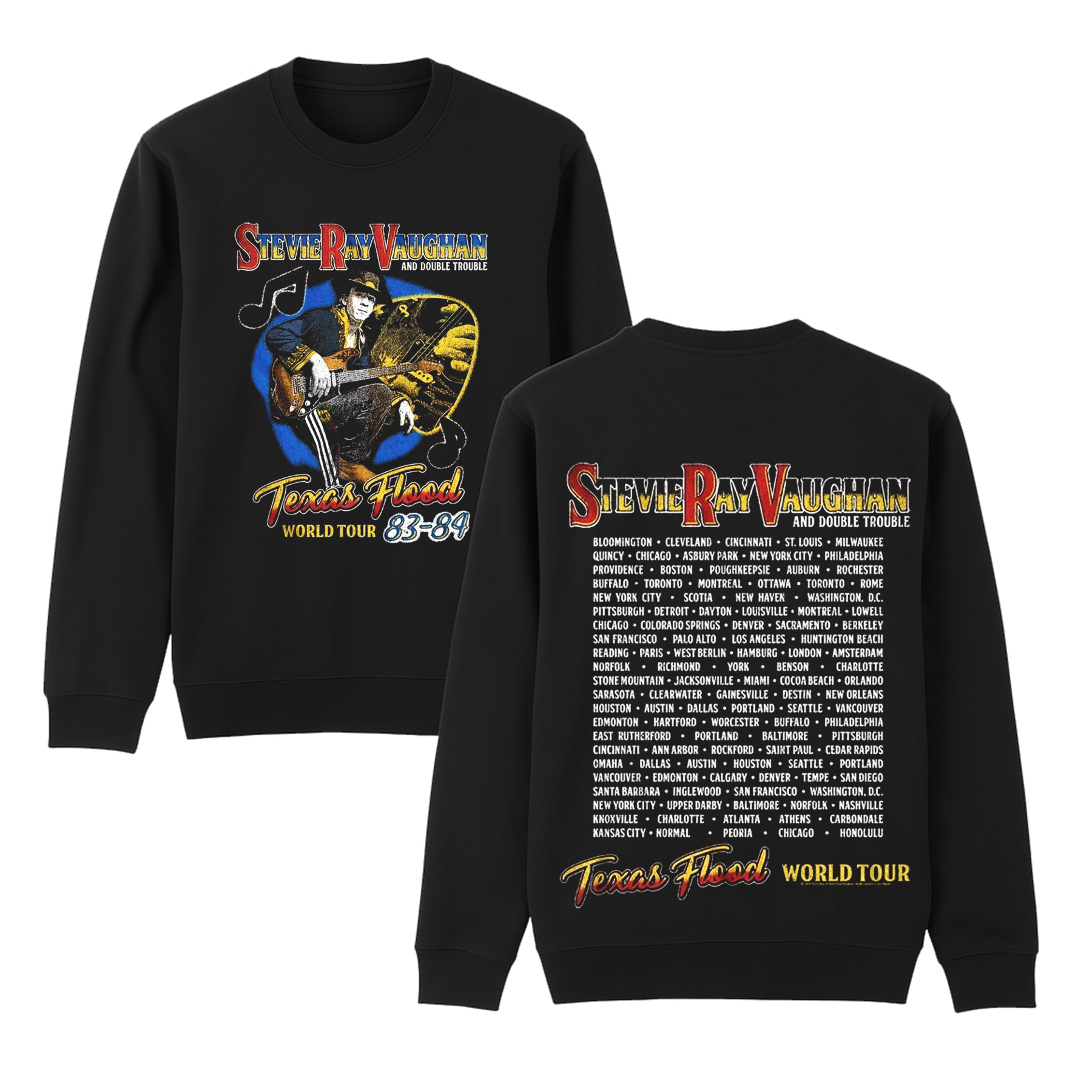 Stevie Ray Vaughan Texas Flood World Tour Men's Unisex Shirt/Crewneck/Hoodie