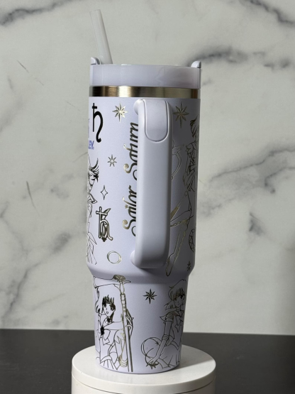 Laser Engraved Sailor Saturn Inspired Stanley Tumbler
