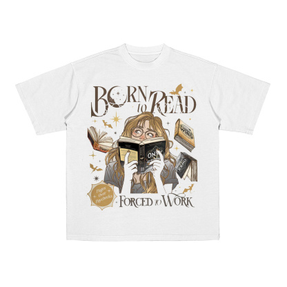 Born to Read Forced to Work Graphic  T-Shirt
