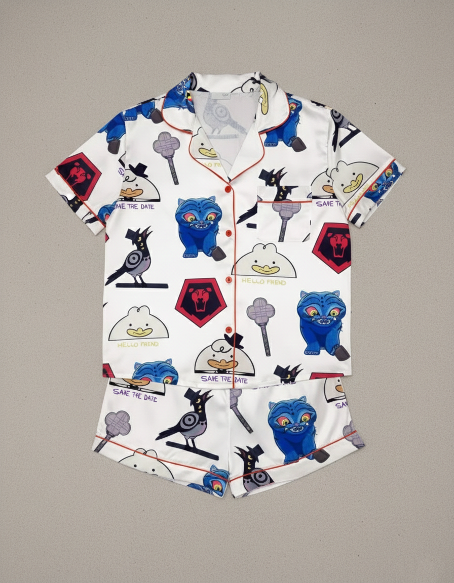 Huntrix Kpop Hunter Silky Satin Pajama Set For Women