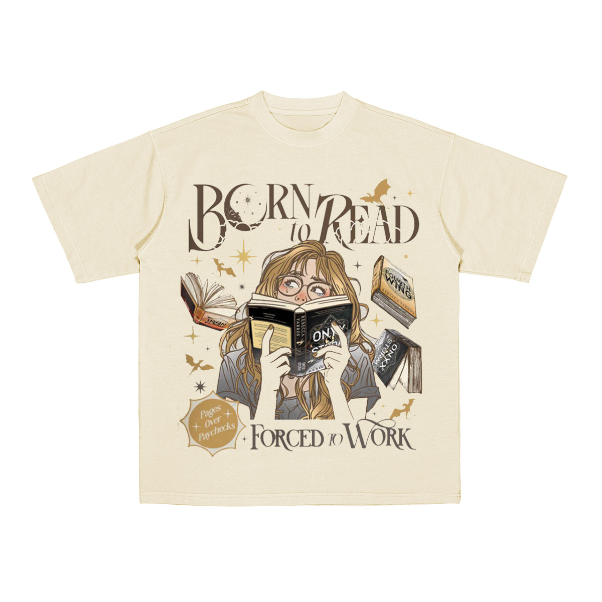 Born to Read Forced to Work Graphic  T-Shirt