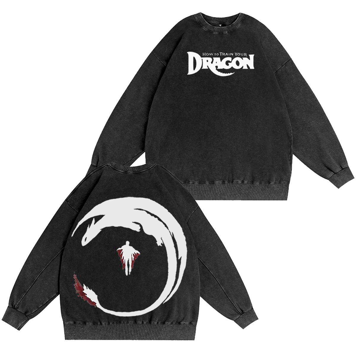 NIGHT Fury & STORMFLY - DISTRESSED IMAGE How 2 Train your Dragon Washed T-shirt/Crewneck/Hoodie