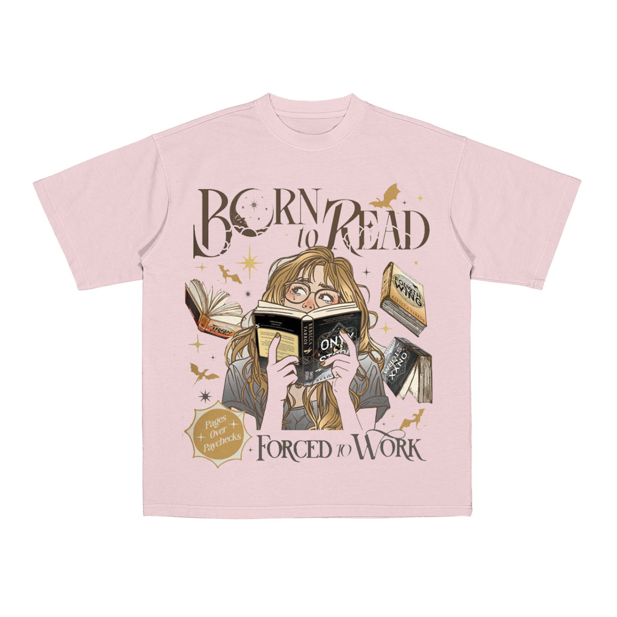 Born to Read Forced to Work Graphic  T-Shirt