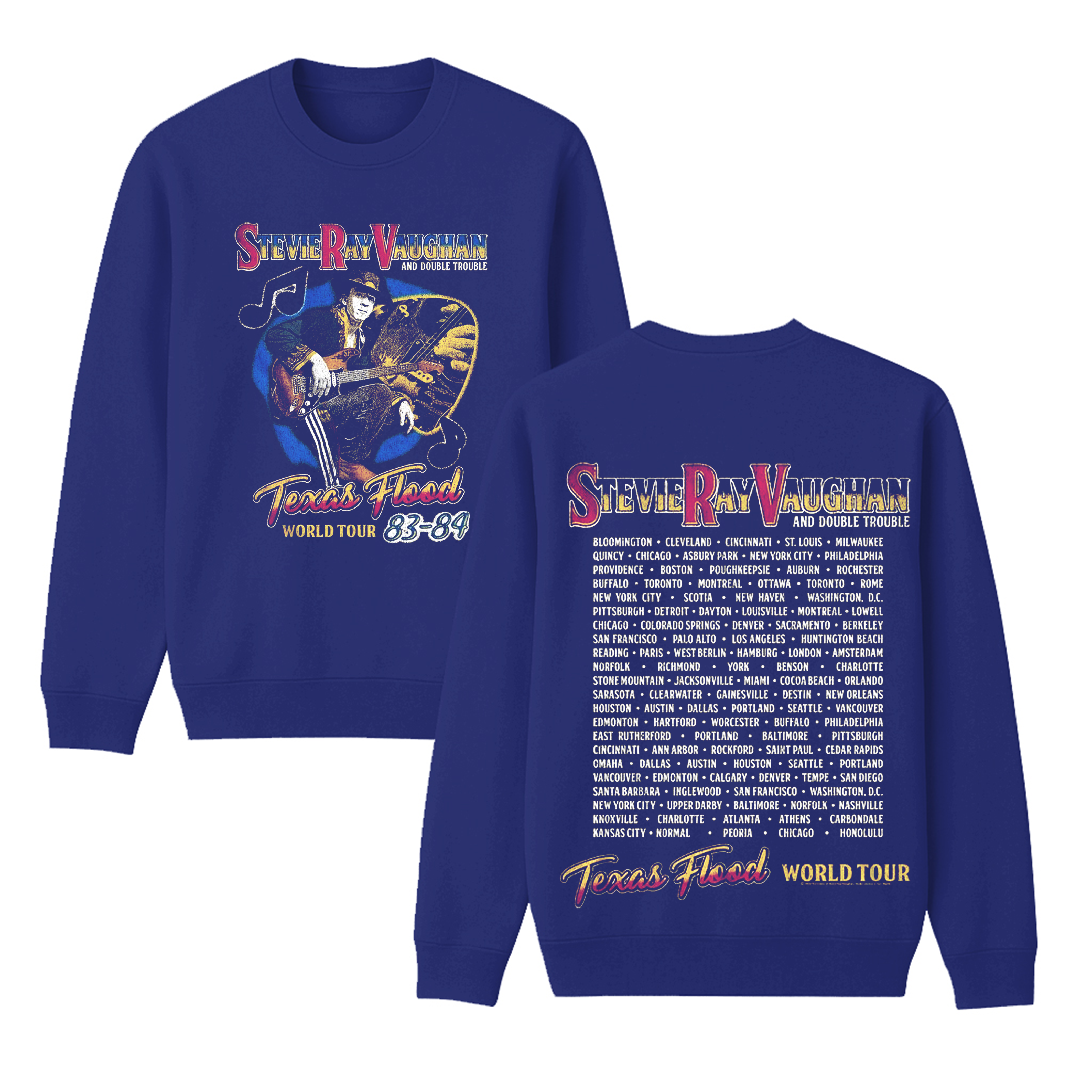 Stevie Ray Vaughan Texas Flood World Tour Men's Unisex Shirt/Crewneck/Hoodie