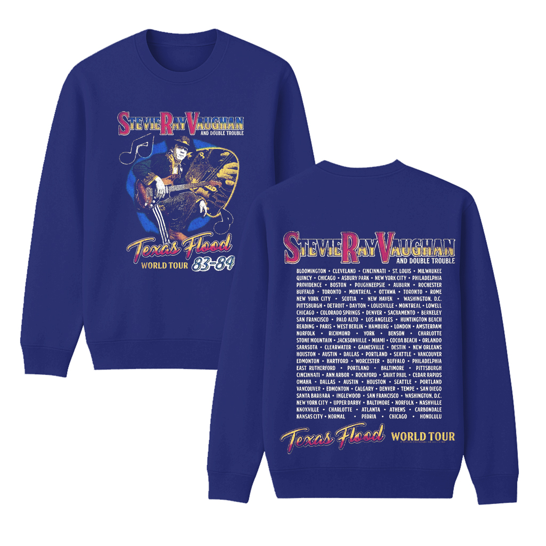 Stevie Ray Vaughan Texas Flood World Tour Men's Unisex Shirt/Crewneck/Hoodie