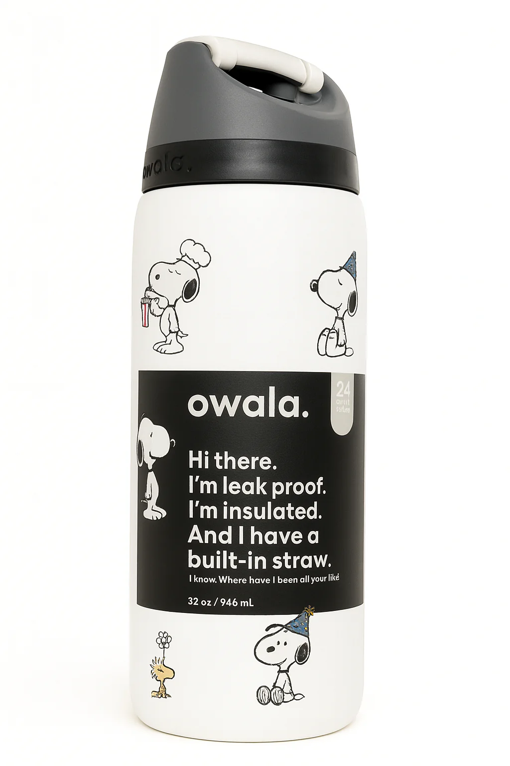 Snoopy Water Bottle Leak-proof and Insulated Straw Bottle 30oz