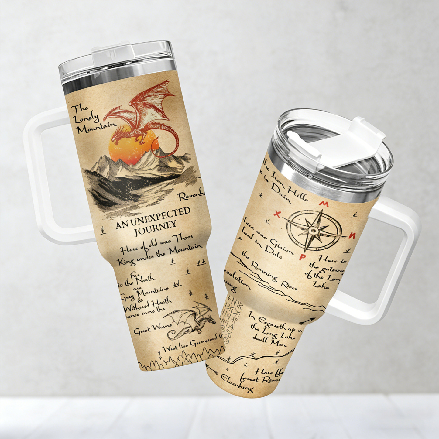 Fantasy Dragon 30oz or 40oz Stainless Steel Tumbler With Handle HG