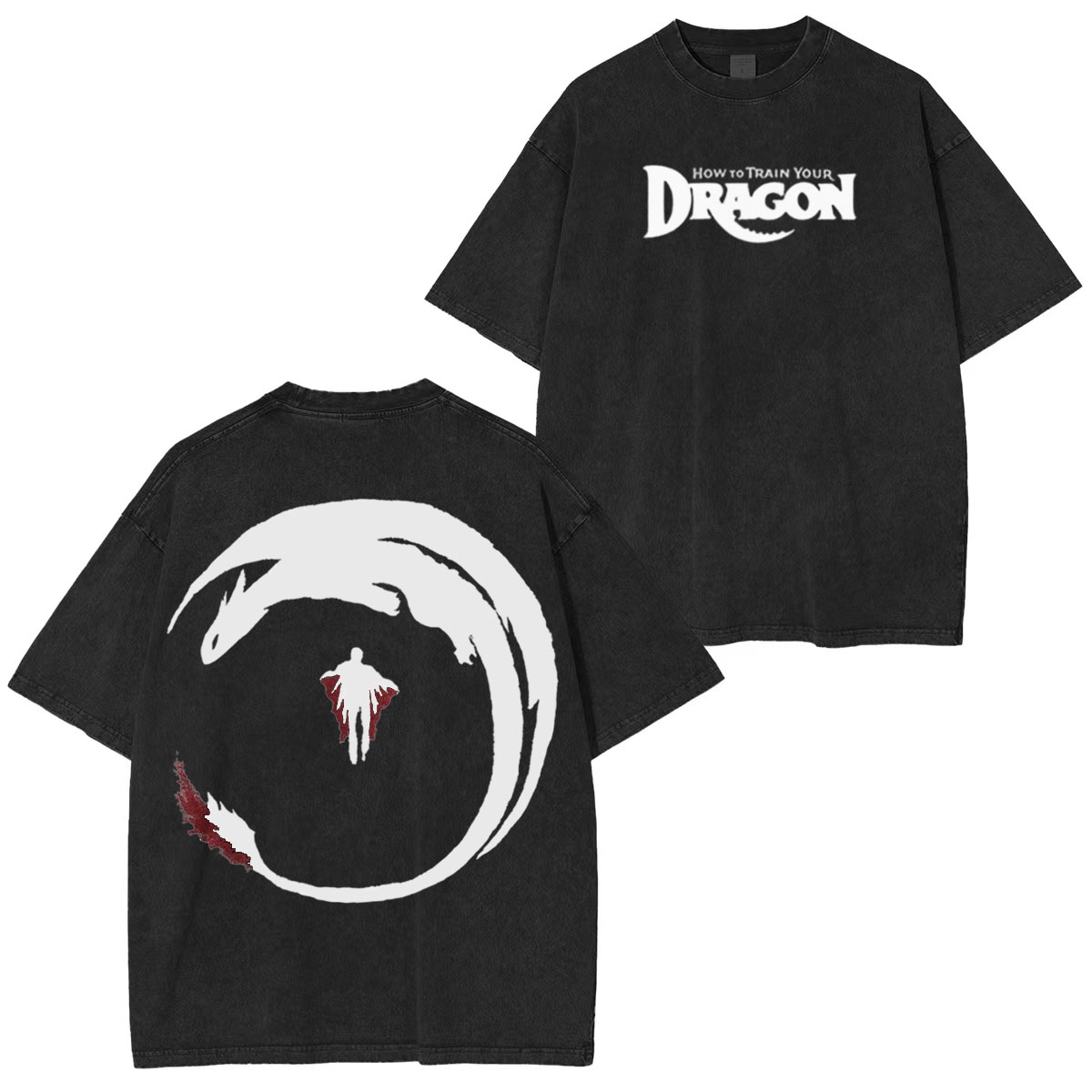NIGHT Fury & STORMFLY - DISTRESSED IMAGE How 2 Train your Dragon Washed T-shirt/Crewneck/Hoodie
