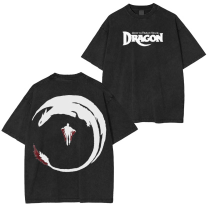 NIGHT Fury & STORMFLY - DISTRESSED IMAGE How 2 Train your Dragon Washed T-shirt/Crewneck/Hoodie