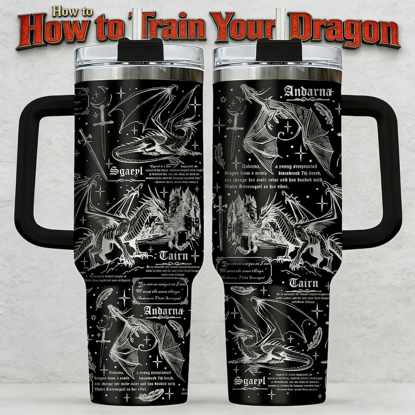 Dragon Rider 30oz or 40oz Stainless Steel Tumbler With Handle HG