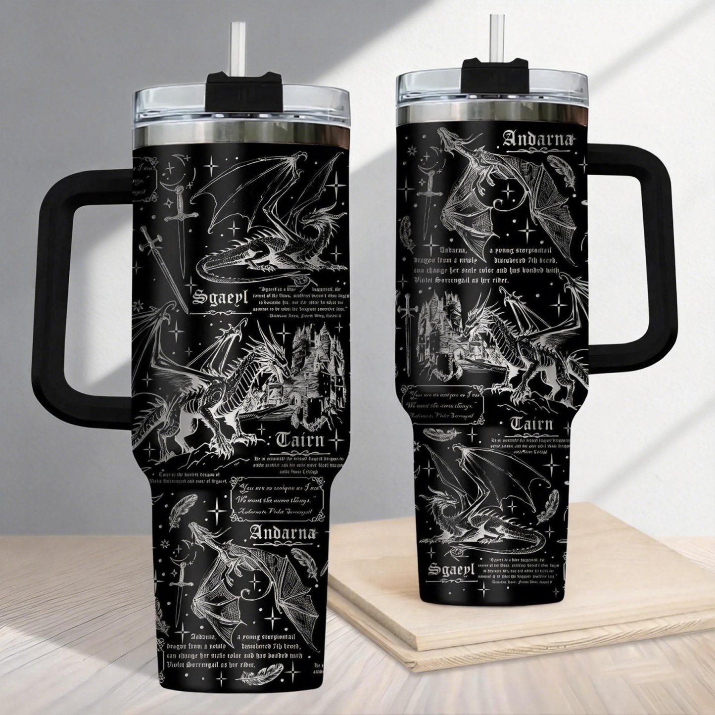 Dragon Rider 30oz or 40oz Stainless Steel Tumbler With Handle HG