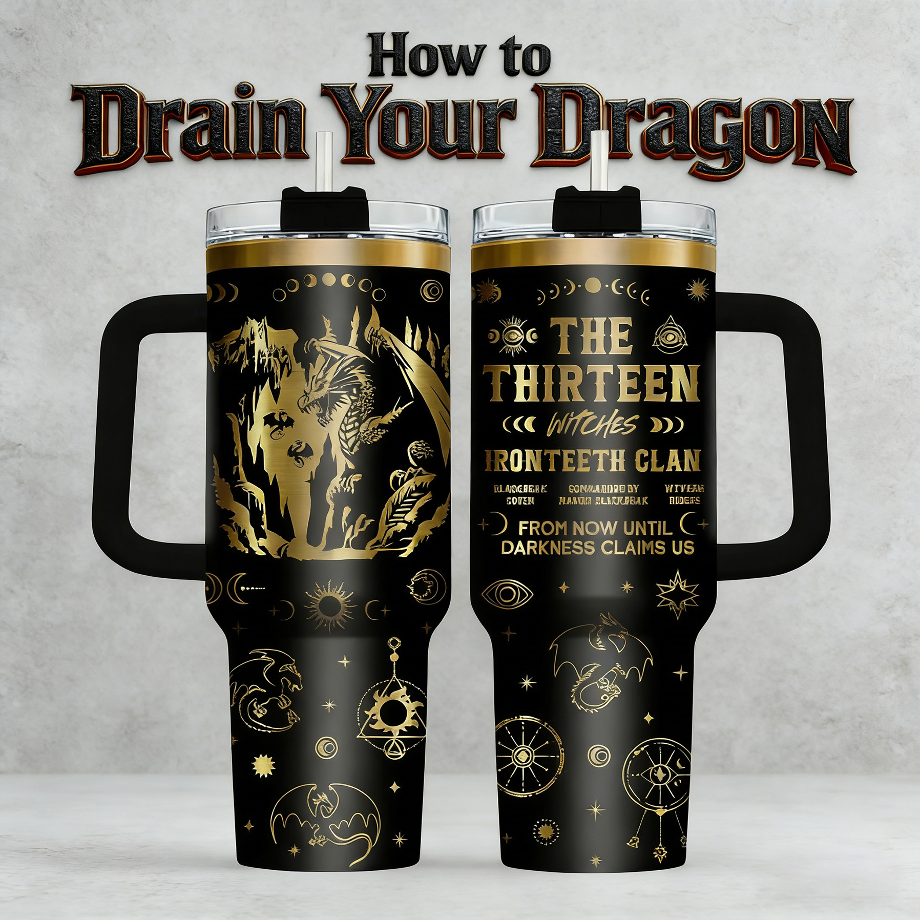 Fantasy Dragon 30oz or 40oz Stainless Steel Tumbler With Handle HG