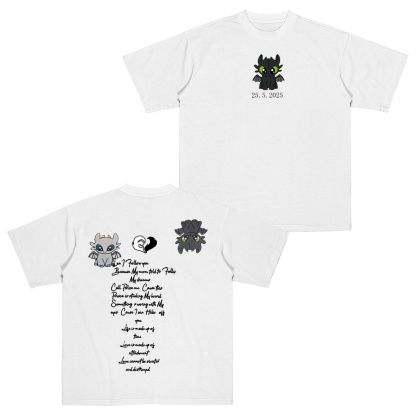 Dragon's Lovely Characters Couples Embroidery T-Shirt