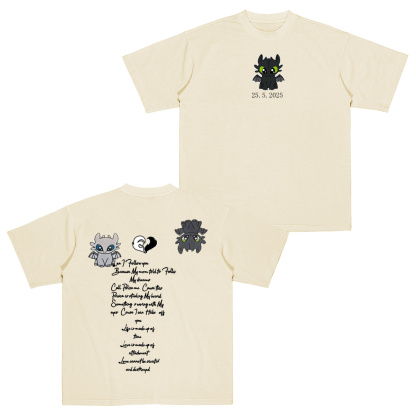 Dragon's Lovely Characters Couples Embroidery T-Shirt