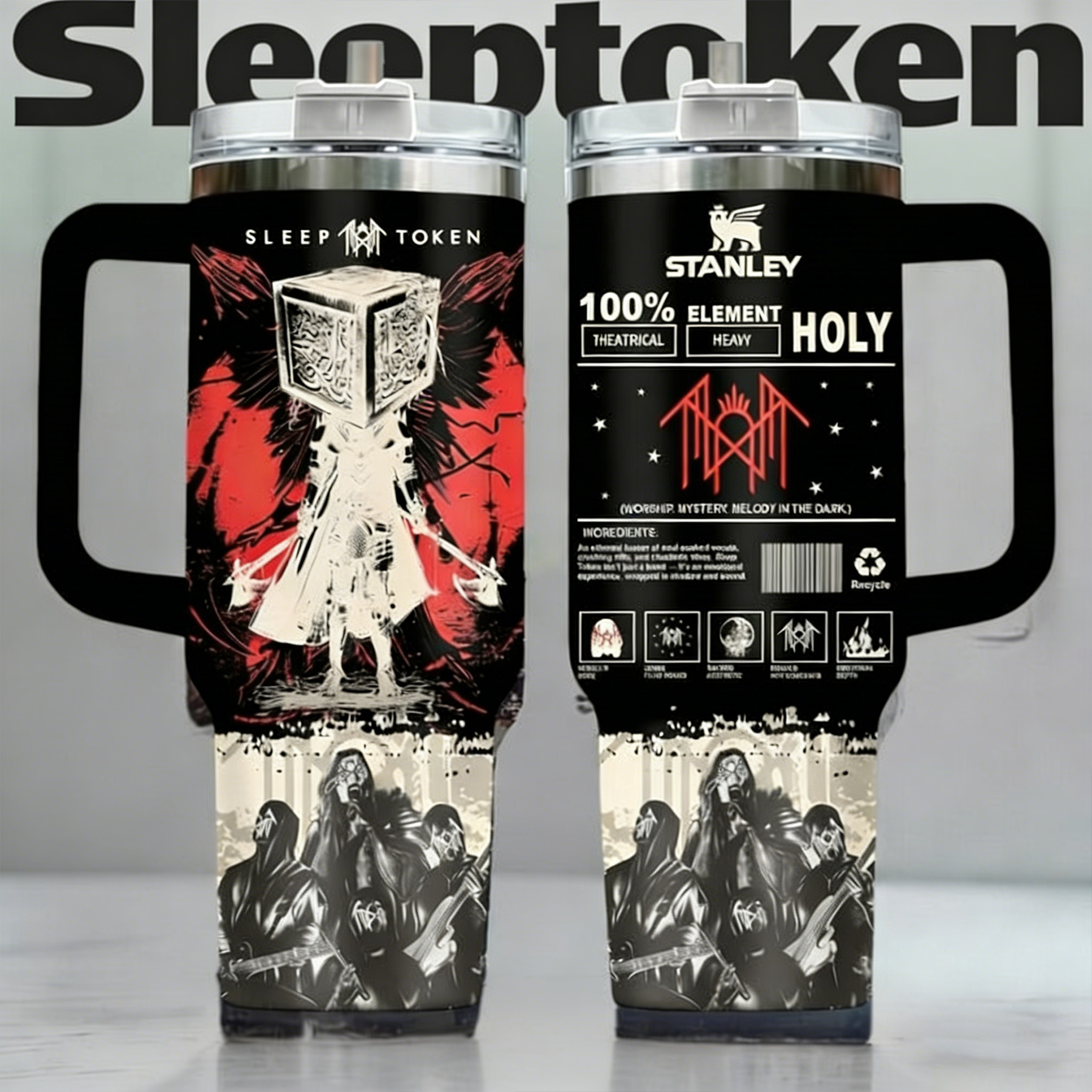 Sleep Token Premium 30oz or 40oz Stainless Steel Tumbler With Handle HG