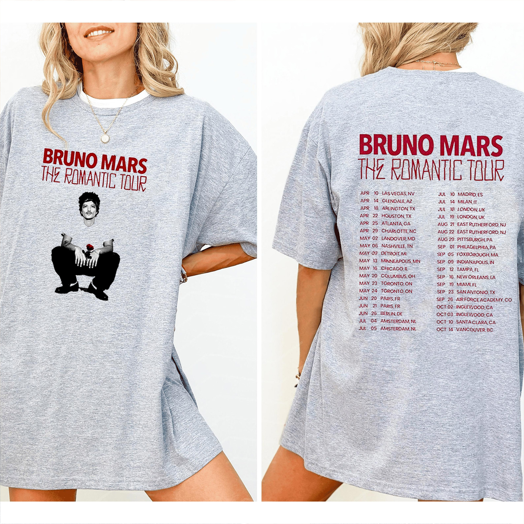 Bruno Mars The Romantic Tour 2026 Unisex Tee