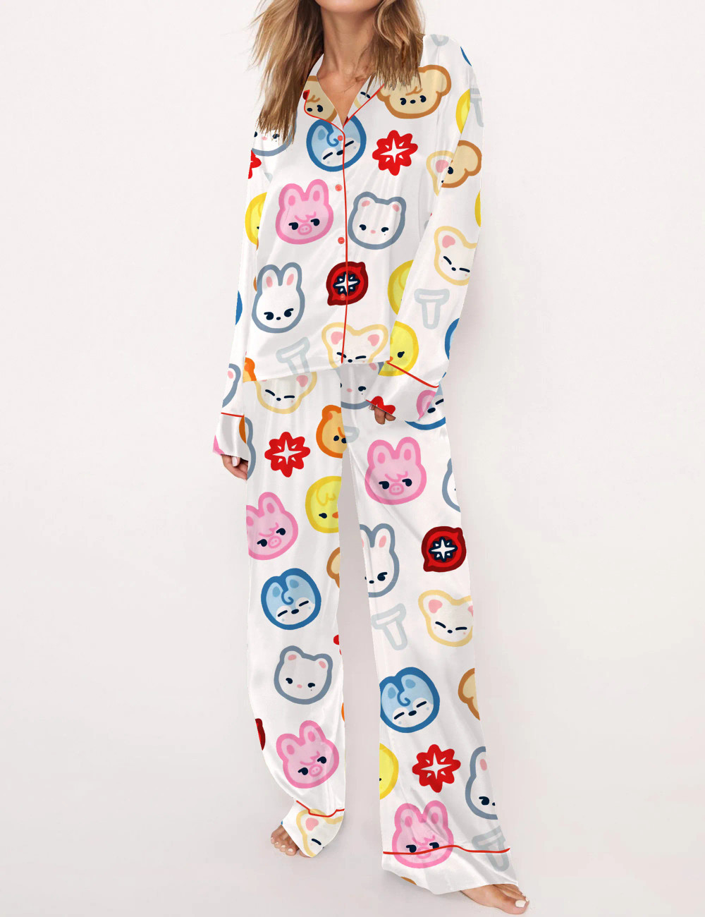 Stray Kid Tour Silky Satin Pajama Set For Women