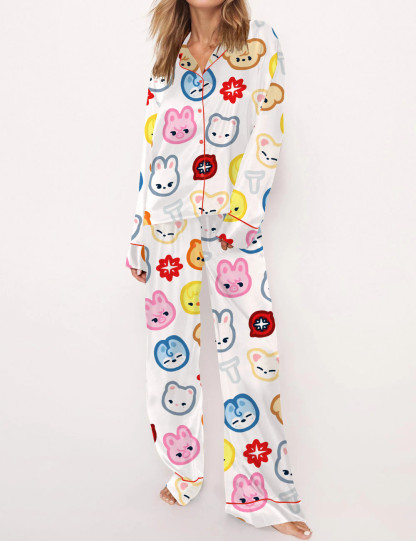Stray Kid Tour Silky Satin Pajama Set For Women