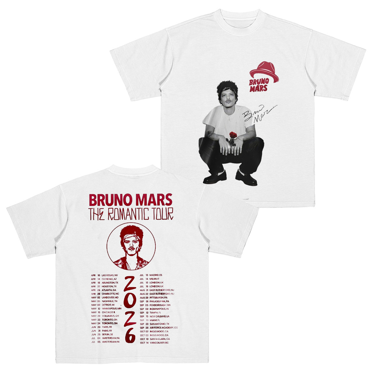 Bruno Mars The Romantic Tour 2026 Unisex Shirts/Crewneck/Hoodie