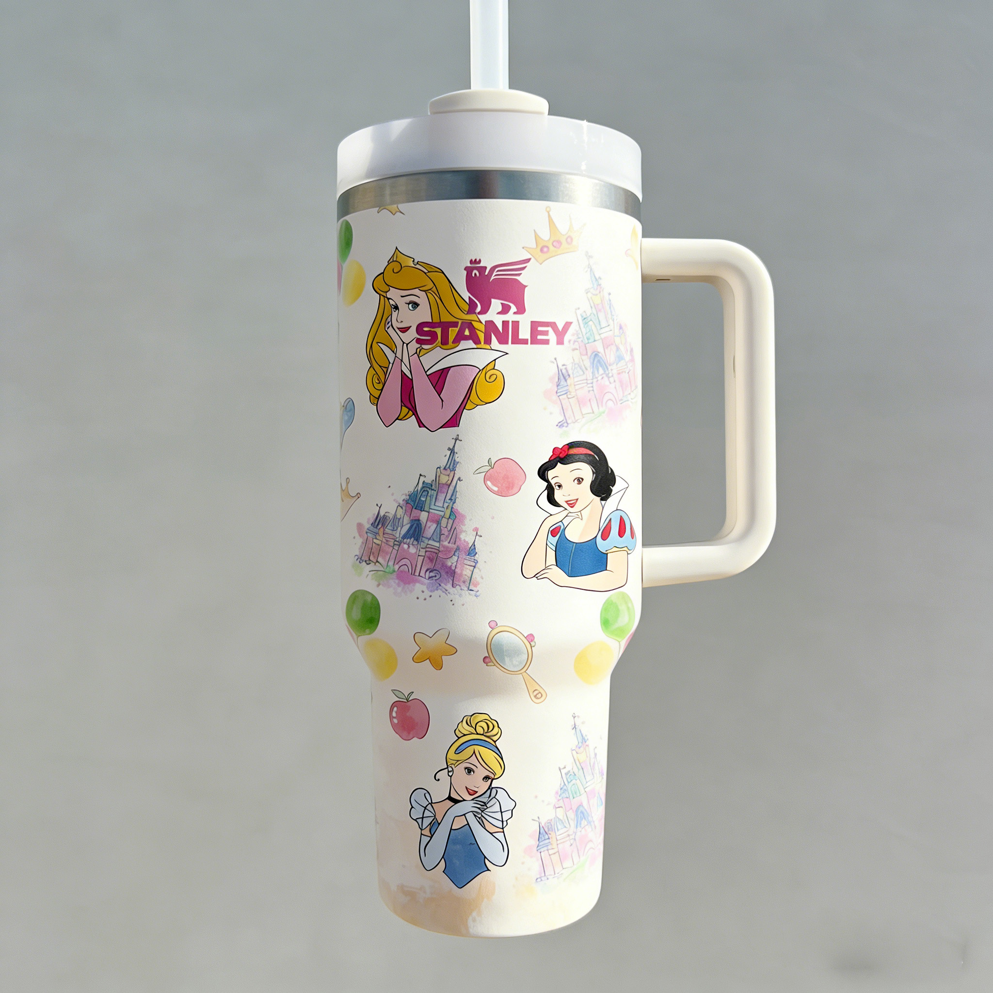 Princesses Cartoon 40oz Tumbler Insulated Cup with Handle