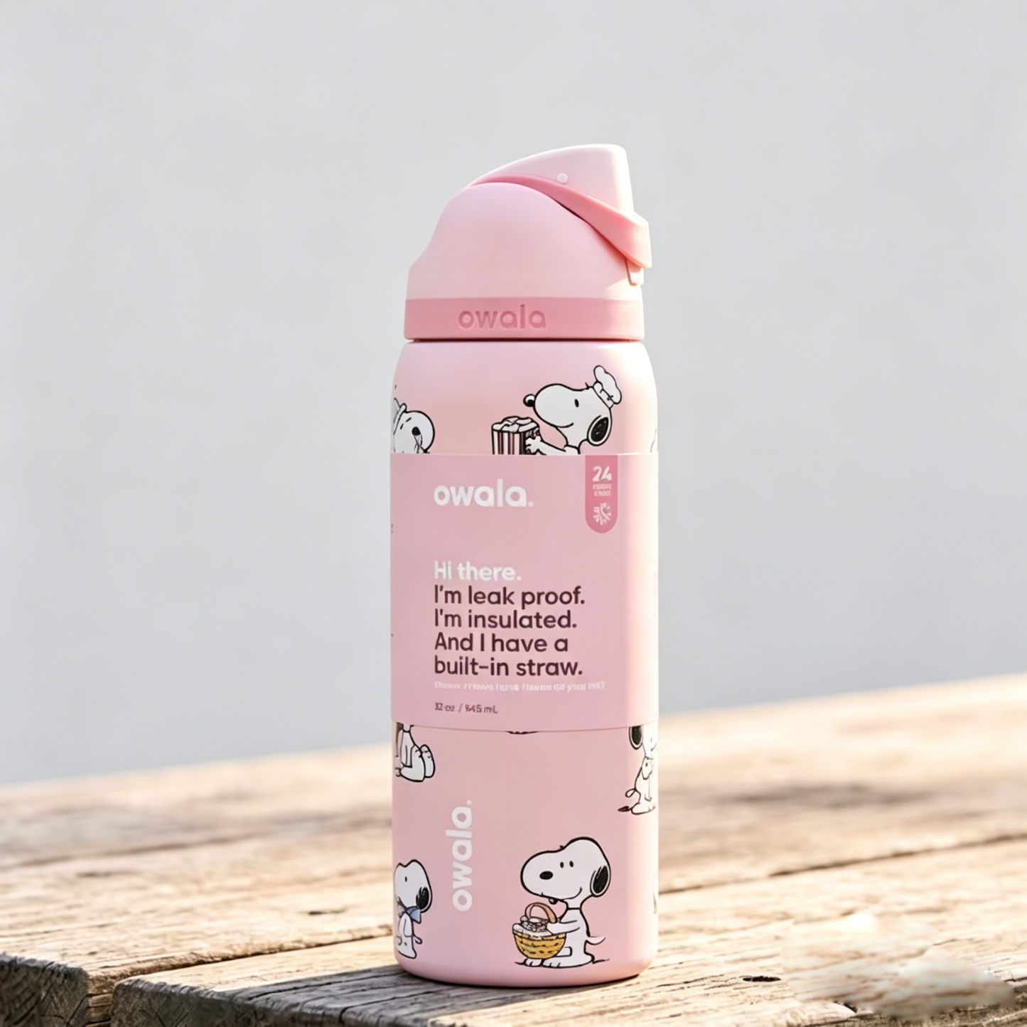 Snoopy Water Bottle Leak-proof and Insulated Straw Bottle 30oz
