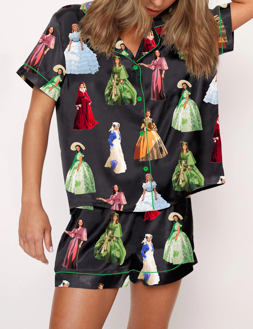 Scarlett Vintage Satin Pajama Set For Women