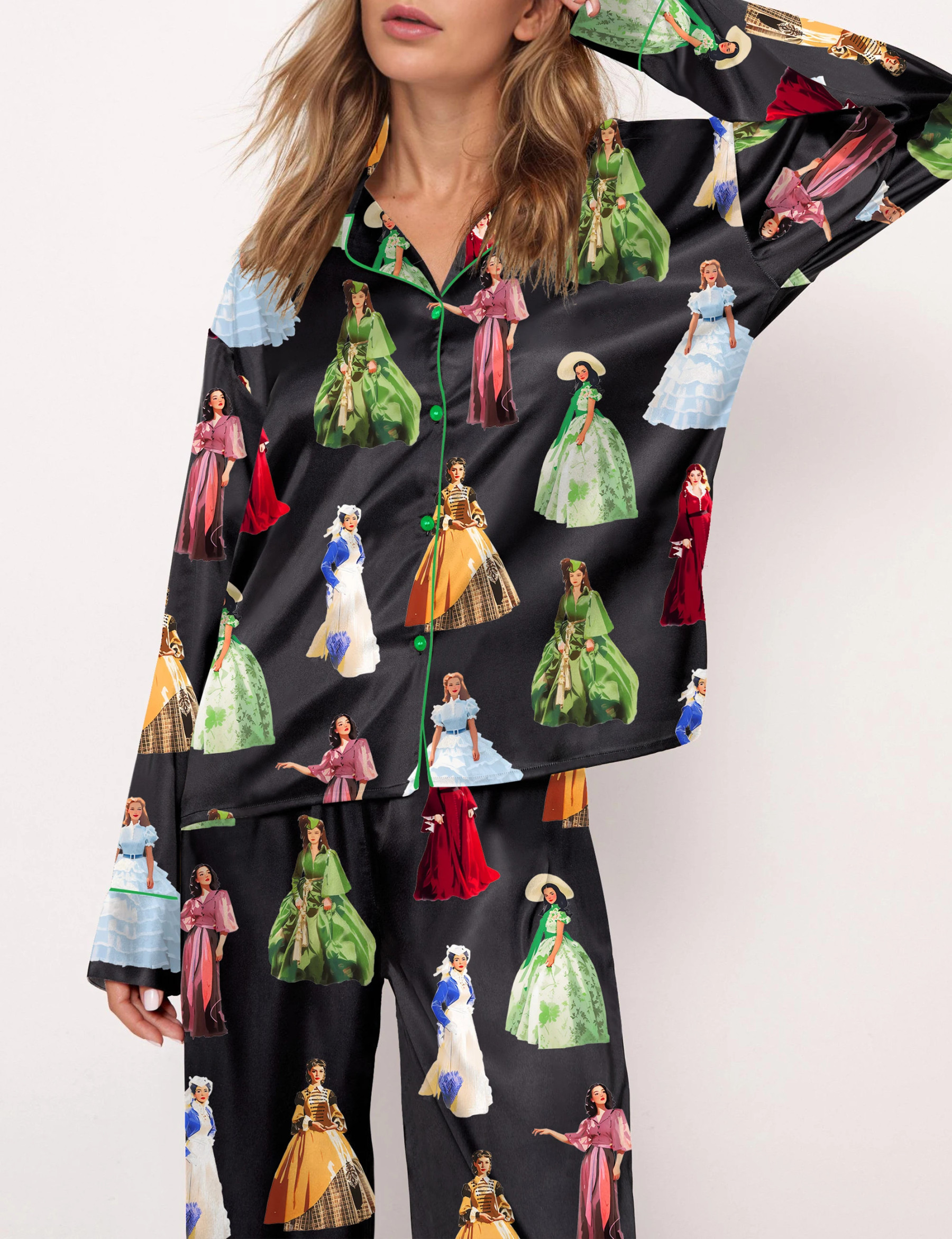 Scarlett Vintage Satin Pajama Set For Women