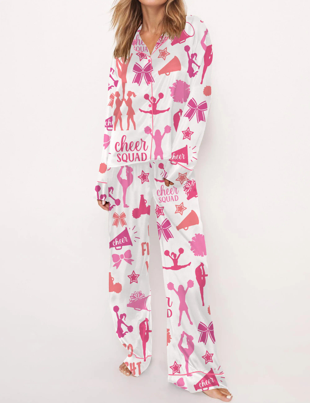 Cheerleading Silky Satin Pajama Set For Women