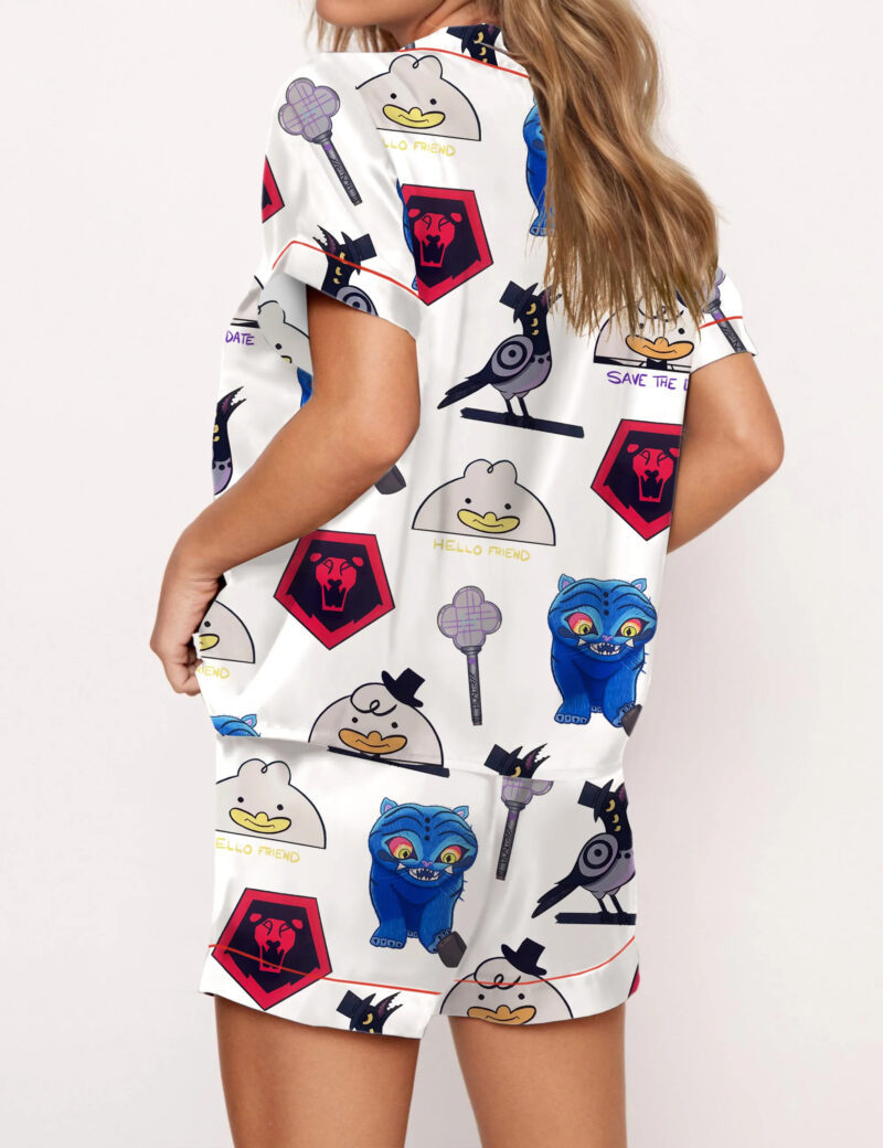 Huntrix Kpop Hunter Silky Satin Pajama Set For Women