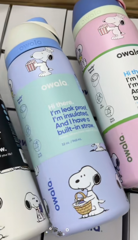 Snoopy Water Bottle Leak-proof and Insulated Straw Bottle 30oz