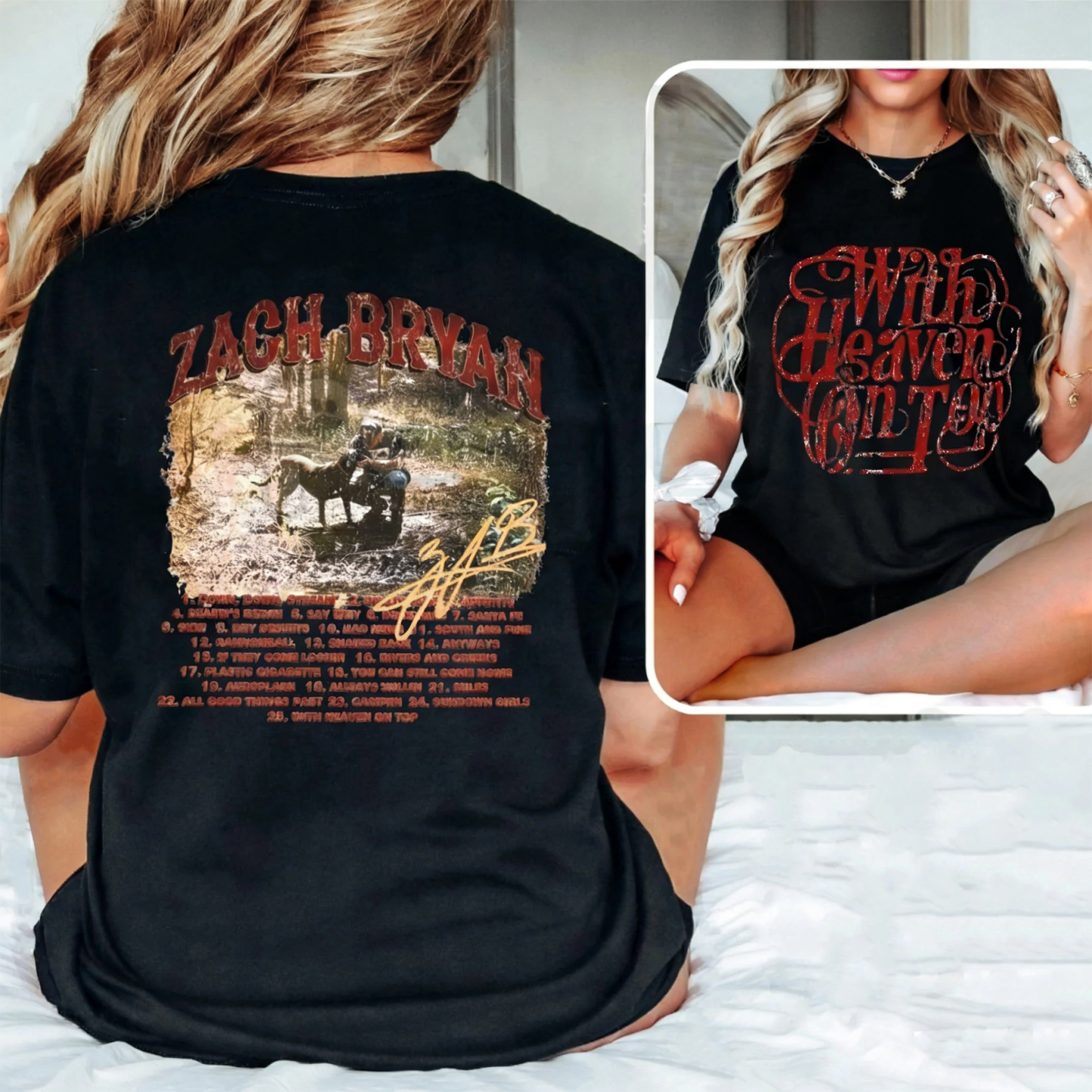 "With Heaven On Top" Zach Bryan Inspired Unisex Shirts/Crewneck/Hoodie