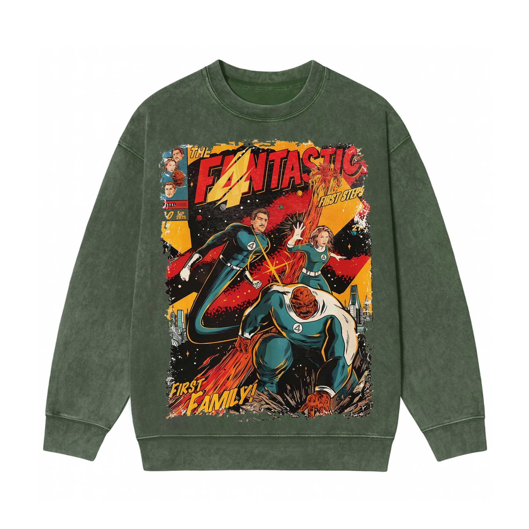 Fantastic Four Washed Unisex Crewneck Sweatshirt