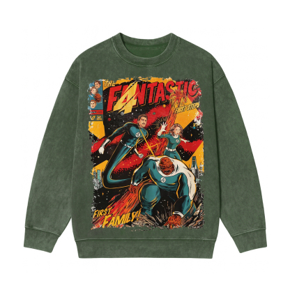 Fantastic Four Washed Unisex Crewneck Sweatshirt