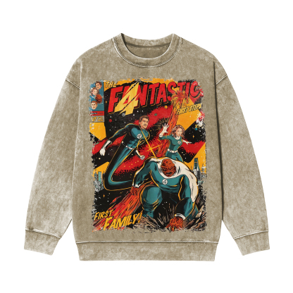 Fantastic Four Washed Unisex Crewneck Sweatshirt