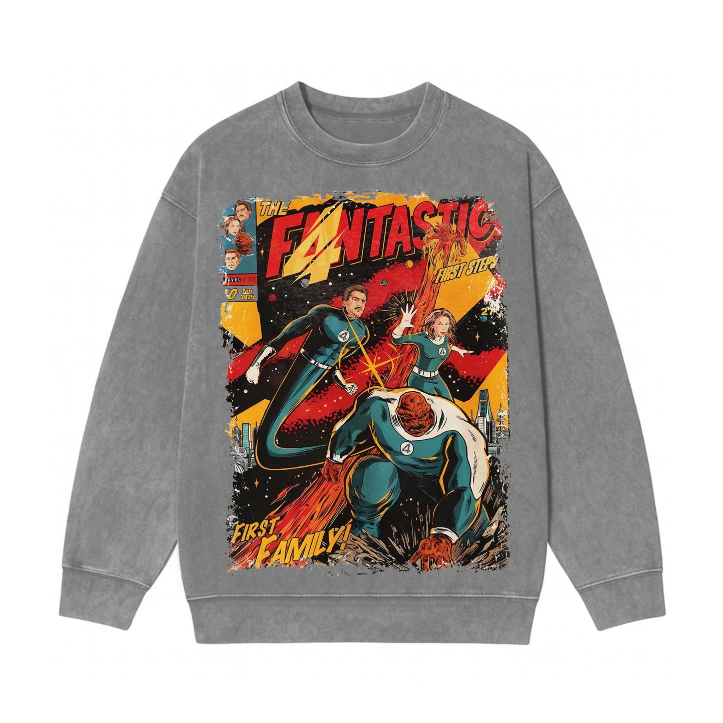 Fantastic Four Washed Unisex Crewneck Sweatshirt