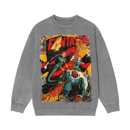 Fantastic Four Washed Unisex Crewneck Sweatshirt