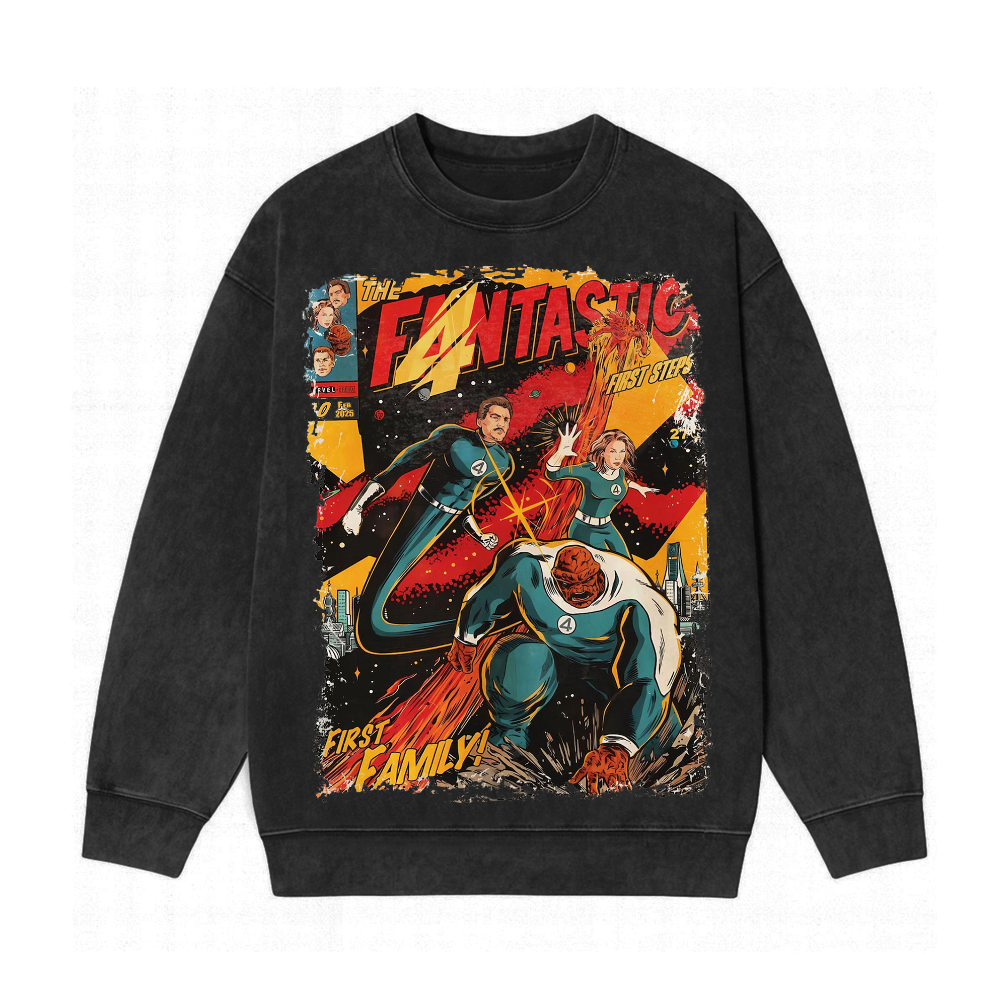 Fantastic Four Washed Unisex Crewneck Sweatshirt