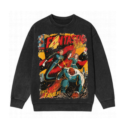Fantastic Four Washed Unisex Crewneck Sweatshirt