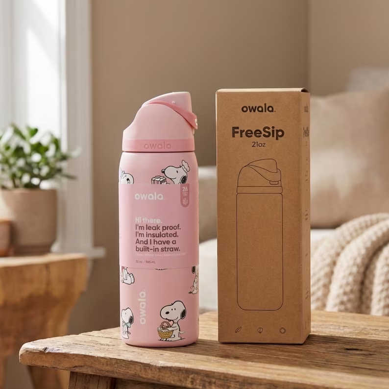 Snoopy Water Bottle Leak-proof and Insulated Straw Bottle 30oz