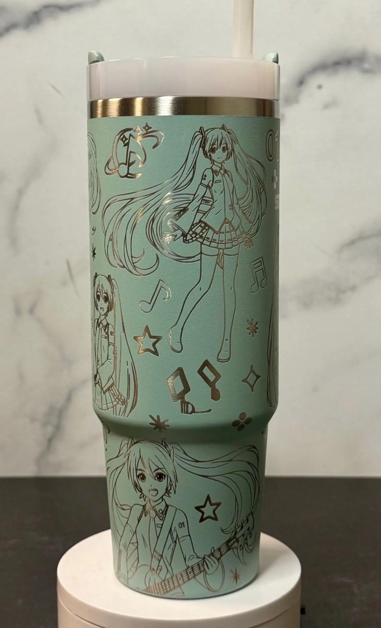 Laser Engraved Stanley Tumbler Digital Icon Inspired Anime