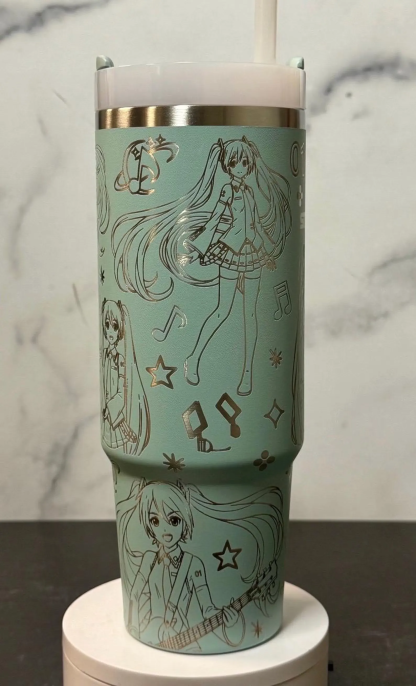 Laser Engraved Stanley Tumbler Digital Icon Inspired Anime