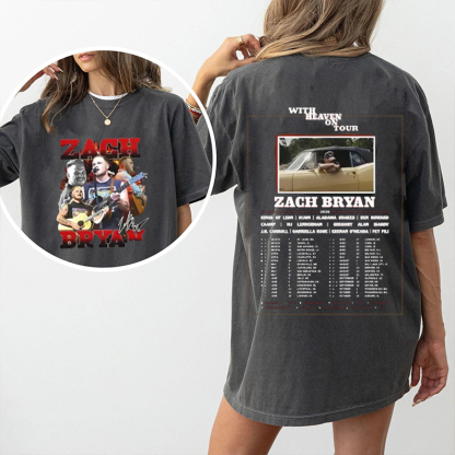 With Heaven On Tour 2026 Zach Bryan Graphic Unisex Shirts