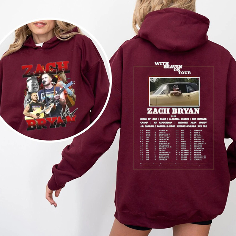With Heaven On Tour 2026 Zach Bryan Graphic Unisex Shirts