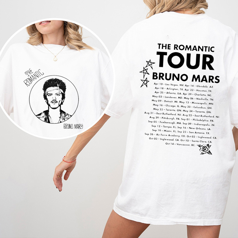 Bruno Mars The Romantic Tour 2026 Unisex Shirts/Crewneck/Hoodie