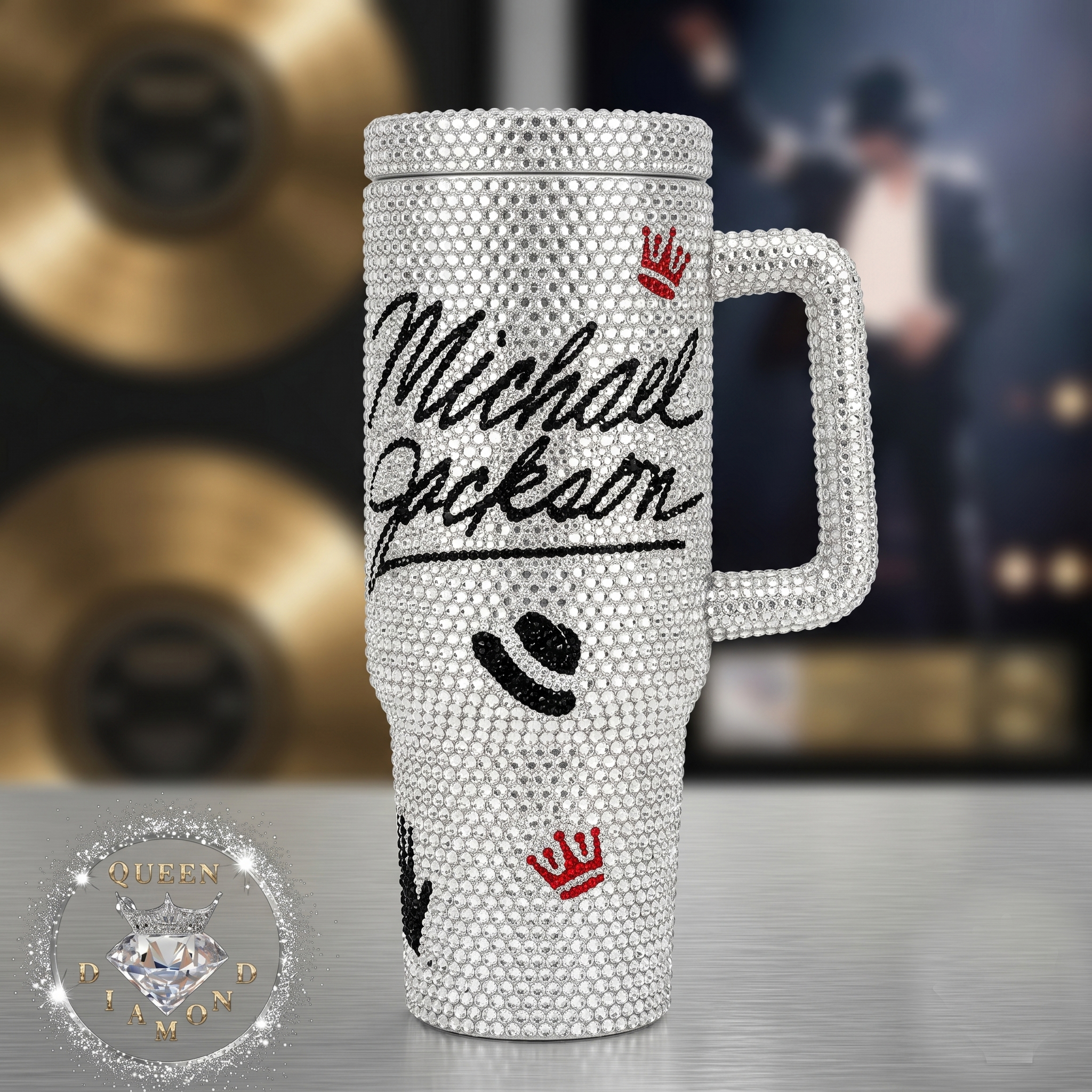 Michael Jackson Music Custom Hot rhinestones Stanley Cup 40 oz 30 oz Tumbler