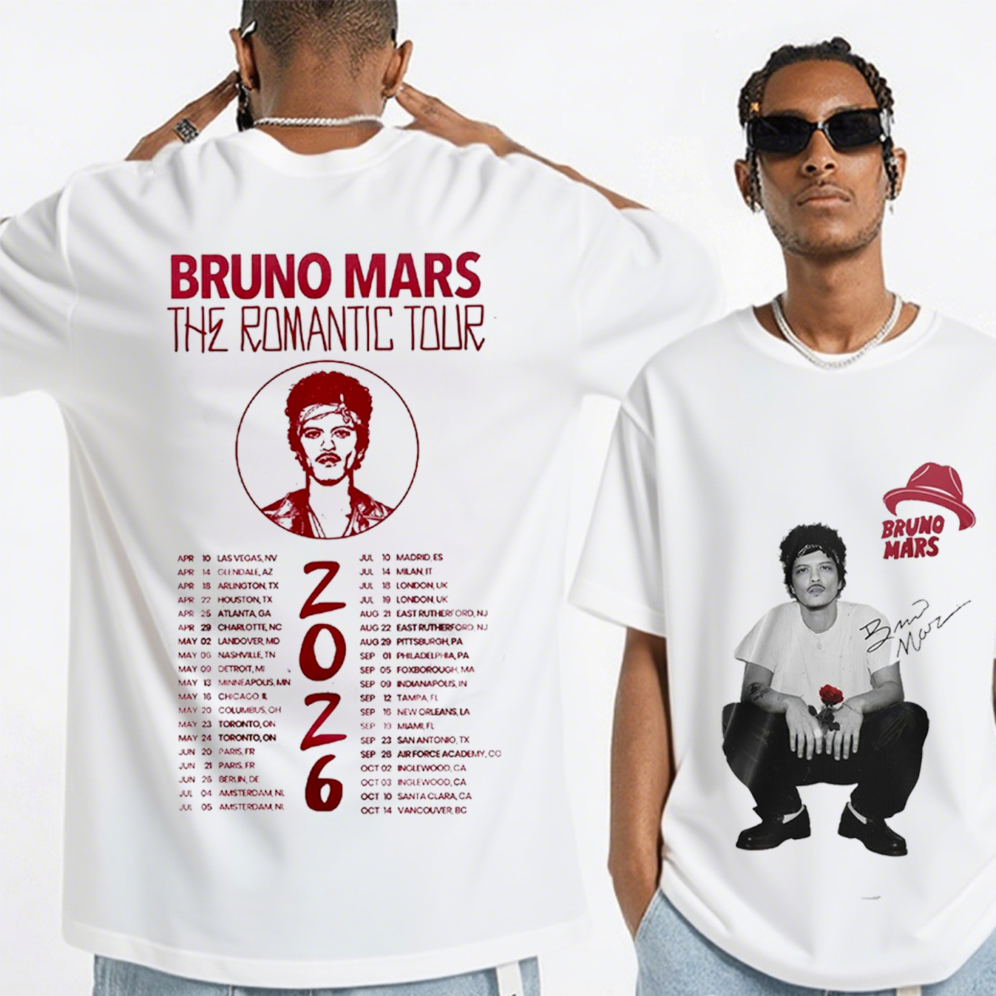 Bruno Mars The Romantic Tour 2026 Unisex Shirts/Crewneck/Hoodie