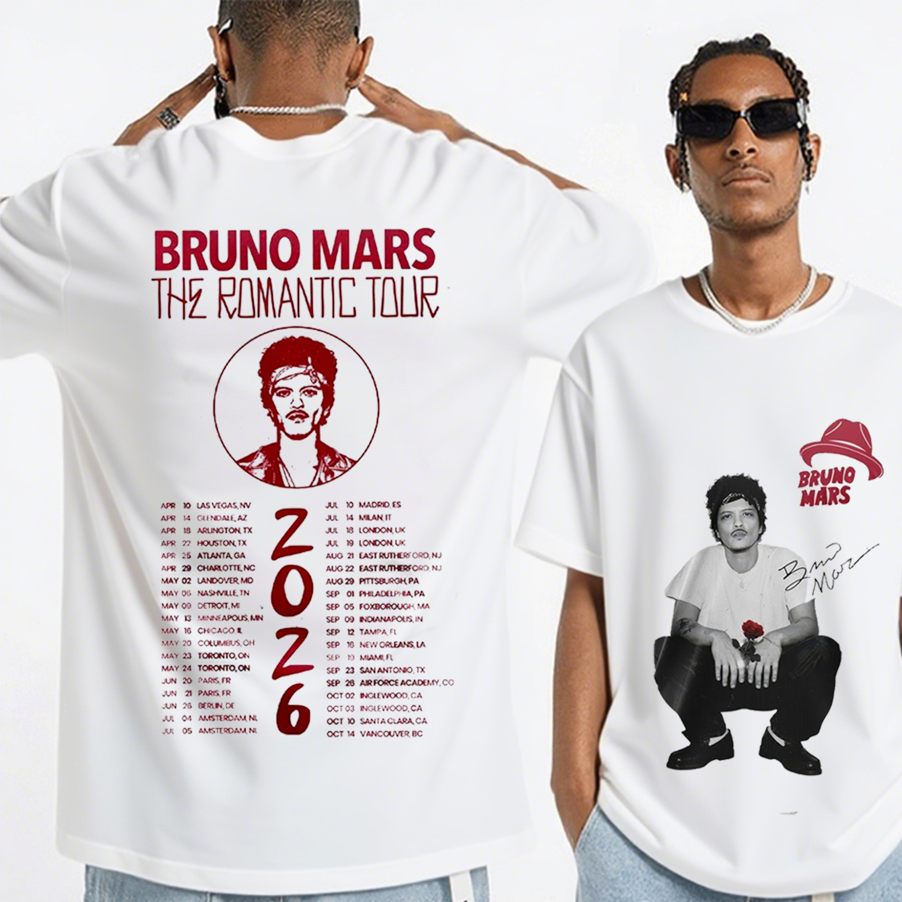 Bruno Mars The Romantic Tour 2026 Unisex Shirts/Crewneck/Hoodie