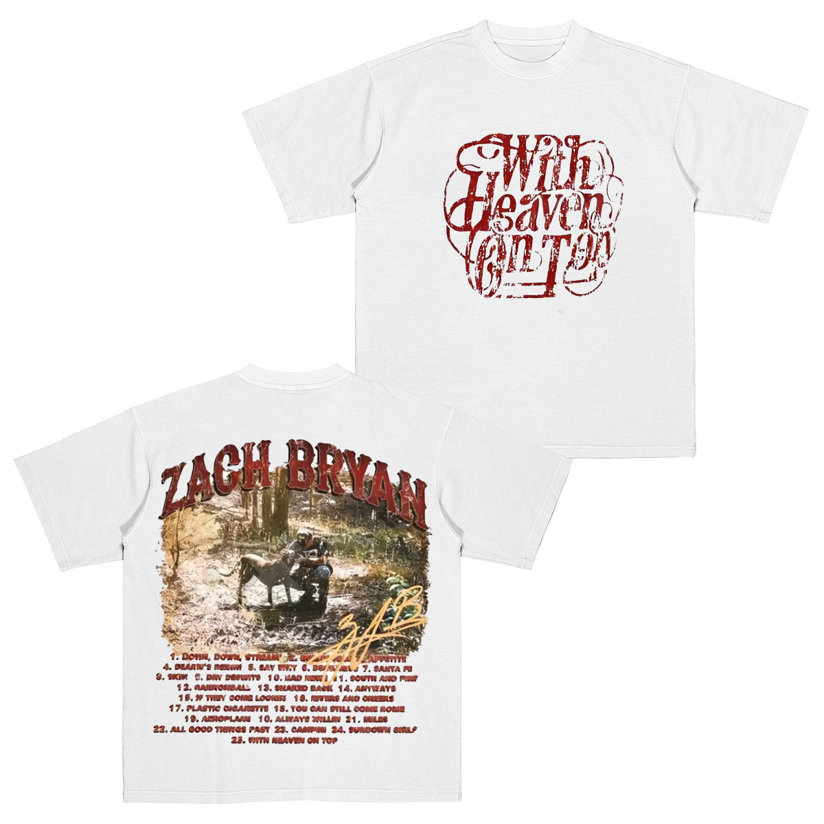 "With Heaven On Top" Zach Bryan Inspired Unisex Shirts/Crewneck/Hoodie