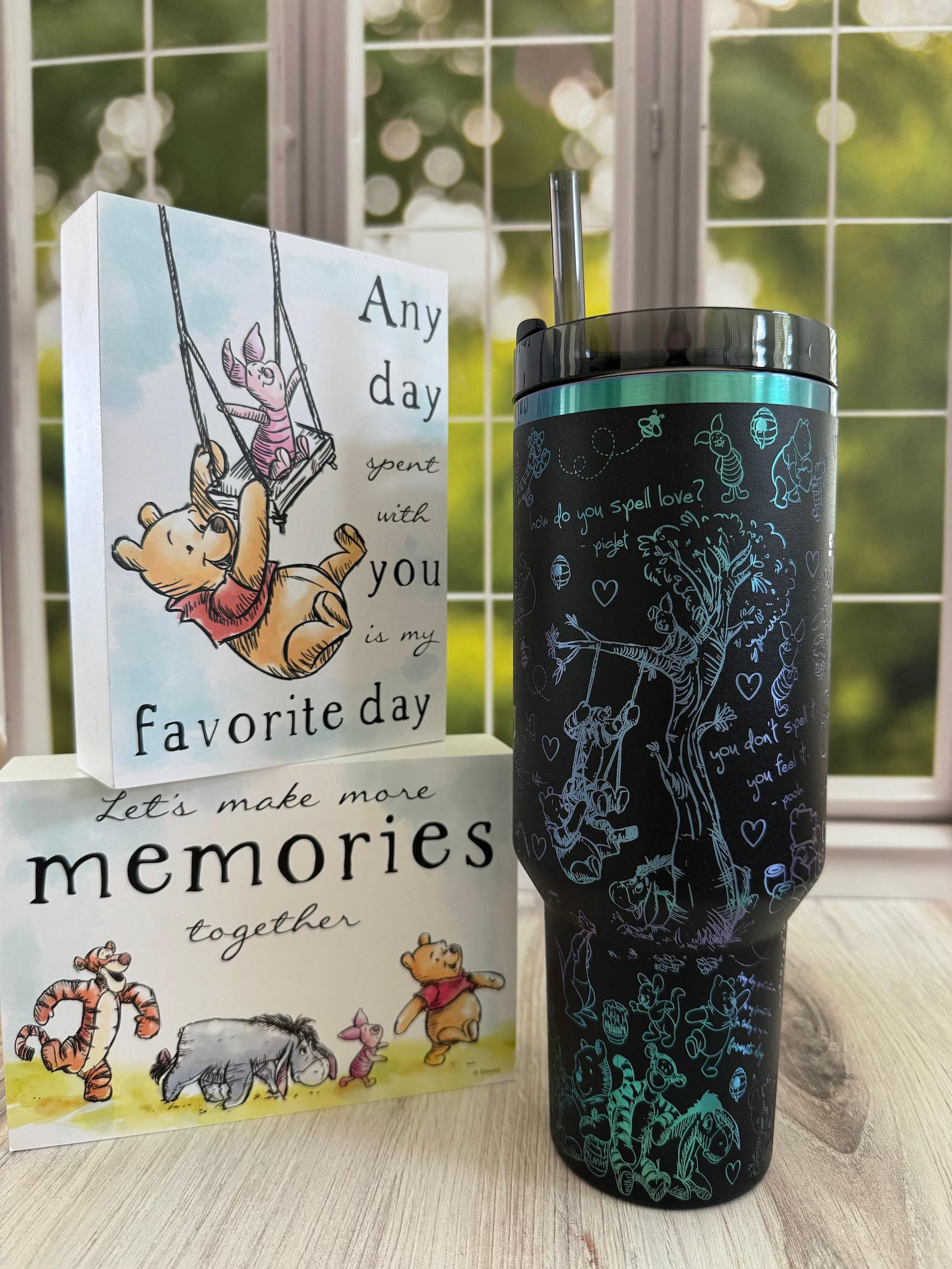 Stanley  disney  pooh  custom  laser engraved  etched  tumbler 40oz 