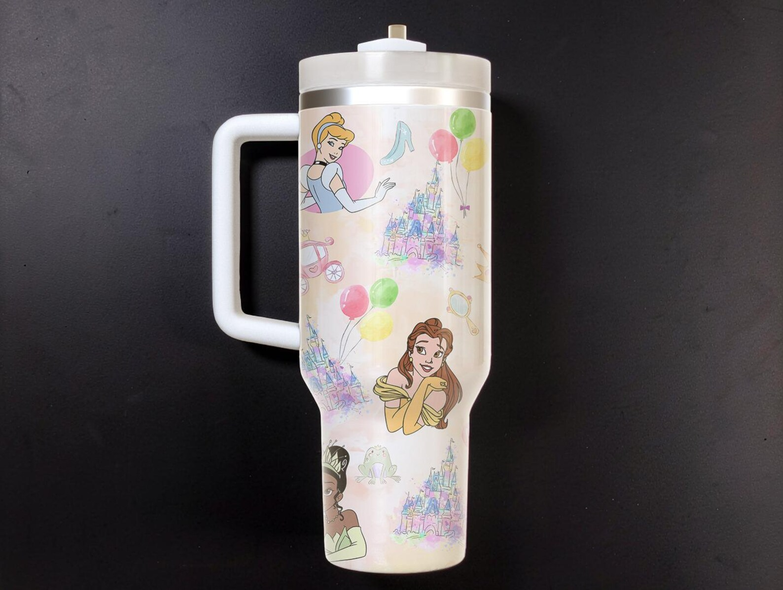 Princesses Cartoon 40oz Tumbler Insulated Cup with Handle